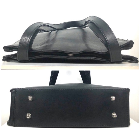 Piel Leather Open Market Bag Black Shoulder Bag 12.5x10.5x2 in. - Picture 4 of 12